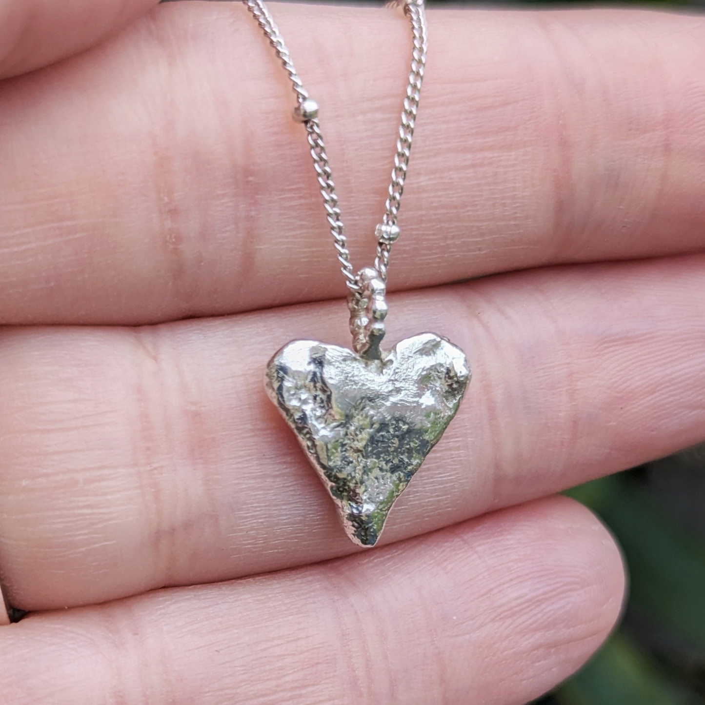 Guarded Heart Necklace – Handmade Organic Sterling Silver Heart Pendant And Chain