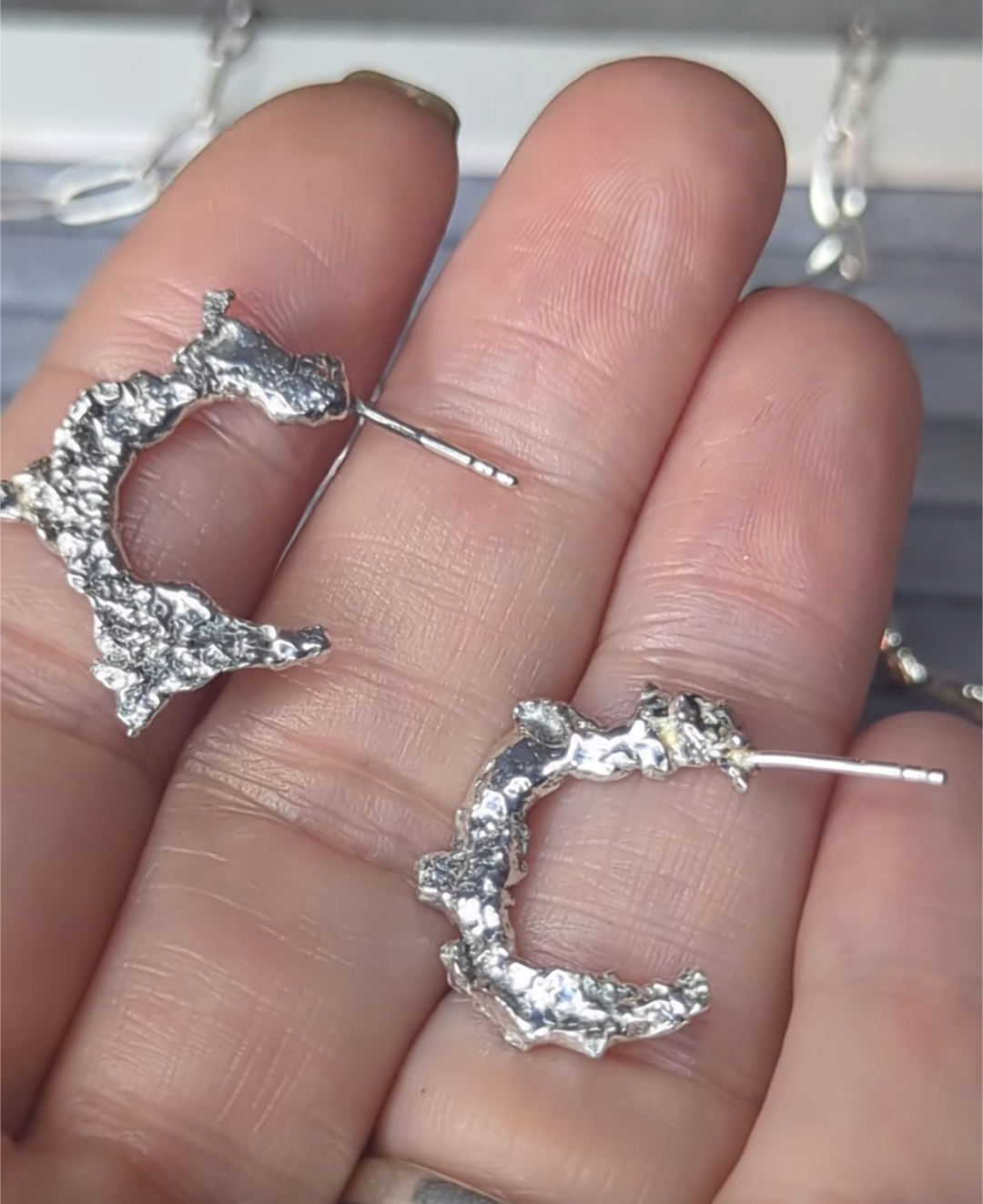 Edge Of The Moon Re-cycled Sterling Silver Earrings