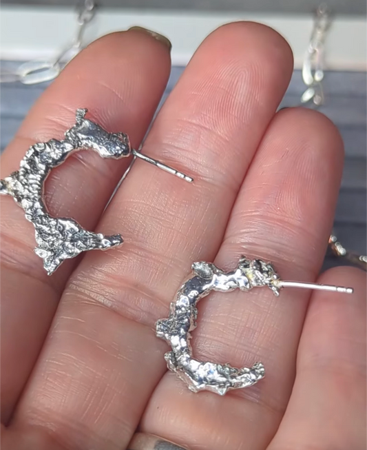 Edge Of The Moon Re-cycled Sterling Silver Earrings