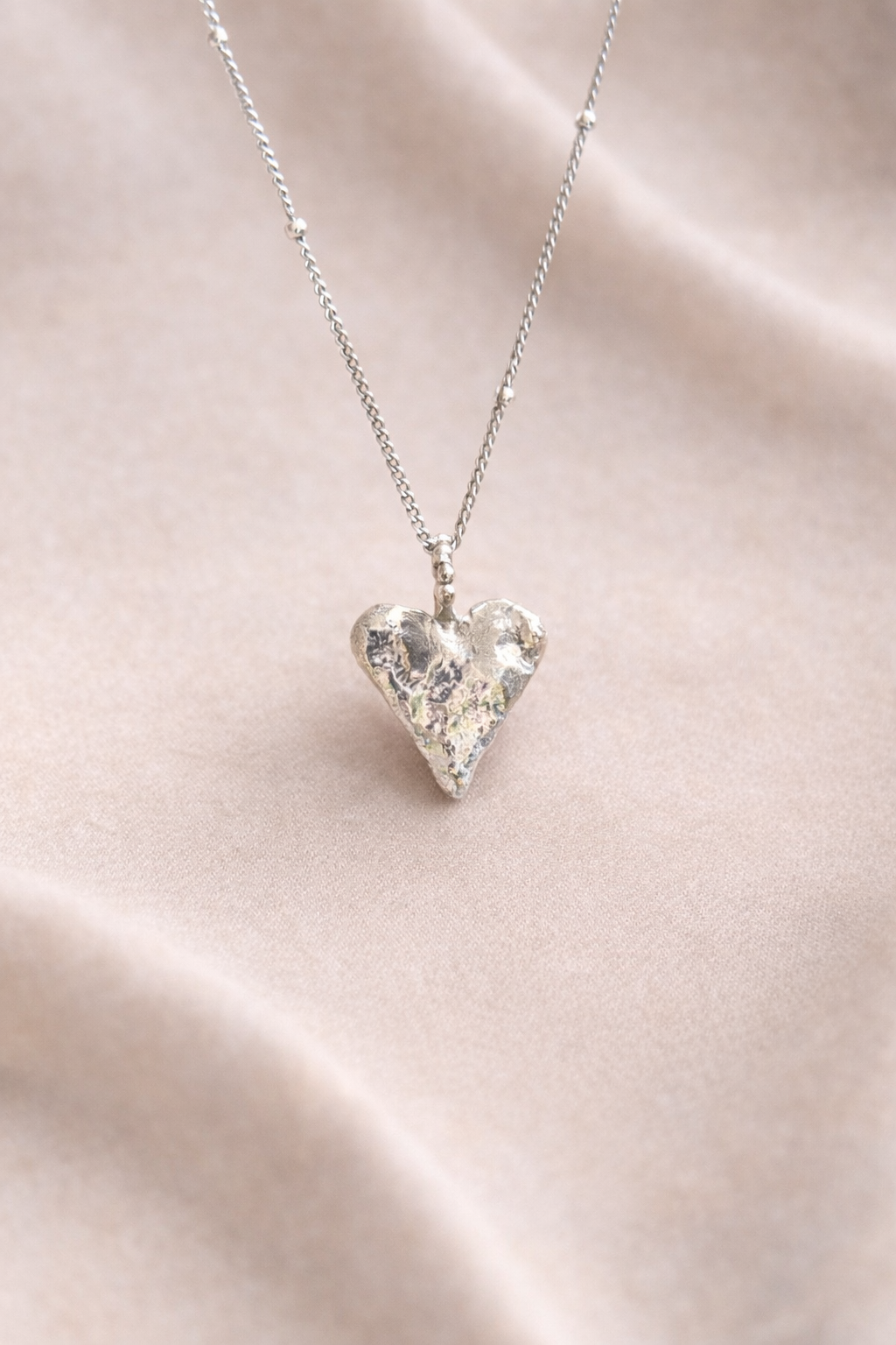 Guarded Heart Necklace – Handmade Organic Sterling Silver Heart Pendant And Chain