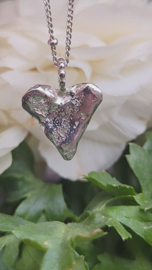 Guarded Heart Necklace – Handmade Organic Sterling Silver Heart Pendant And Chain